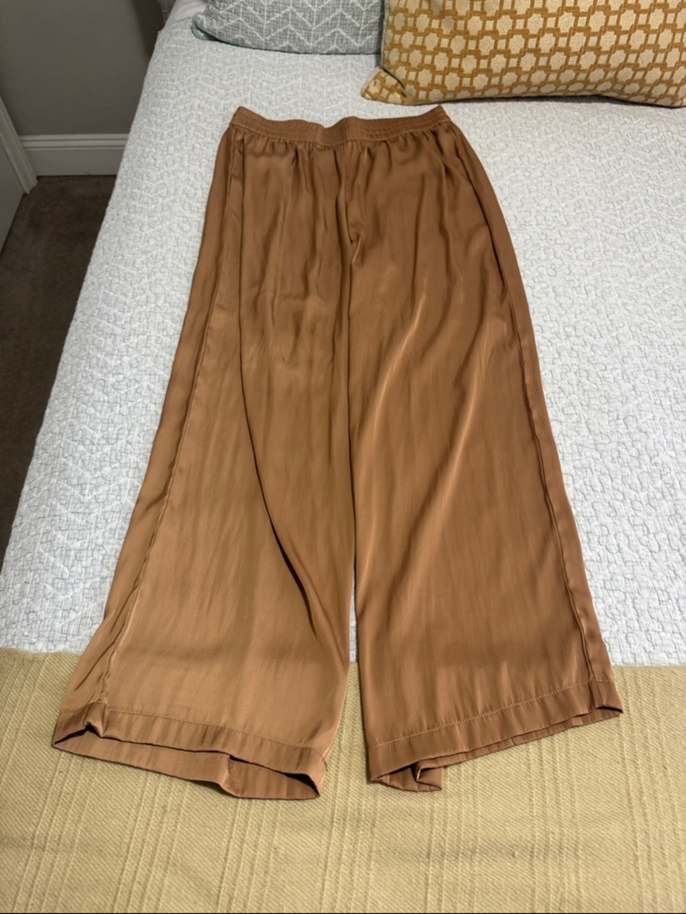 Marled Rust Brown Wide-Leg Pants